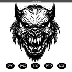 Werewolf Face svg,Halloween  svg,Monster Wolf Svg, Howling Werewolf Clipart