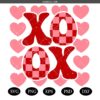 Retro XOXO Checker PNG SVG, Coquette Valentines Varsity Png`SVG