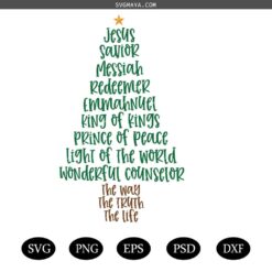 Jesus Names SVG, Jesus Names Christmas Tree SVG, Christmas Tree SVG